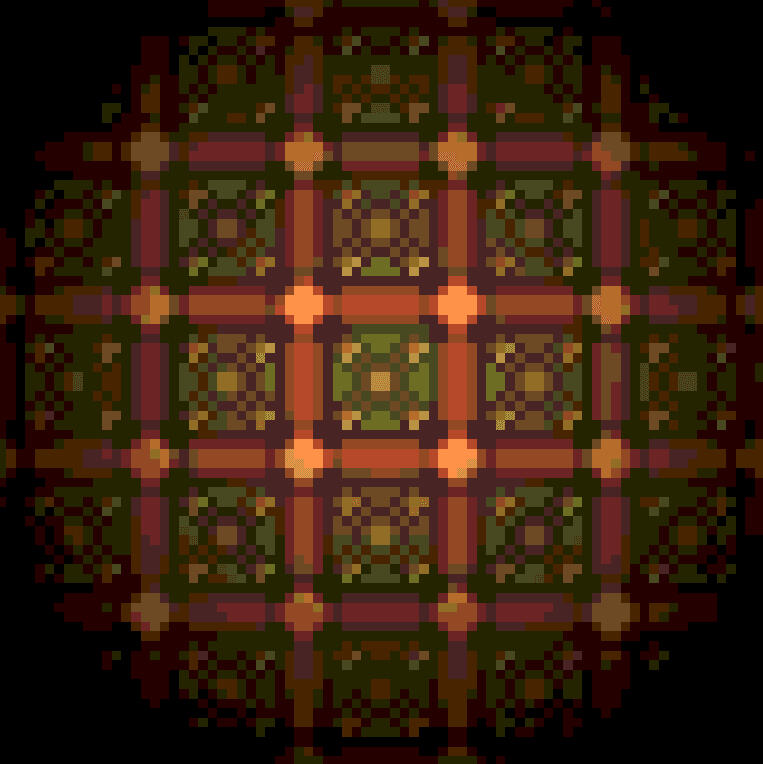 A dark pixel-art plane with pixel light attenuation