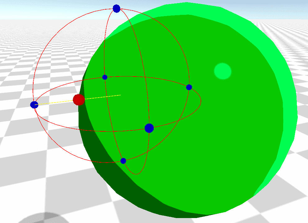 A HitSphere displaying where it detected the HurtBody